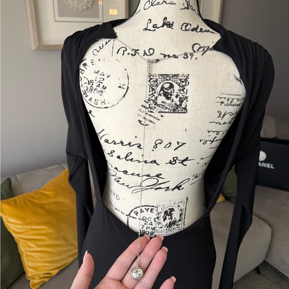 Zara Black Long Sleeve Draped Dress - Picture 4 of 7